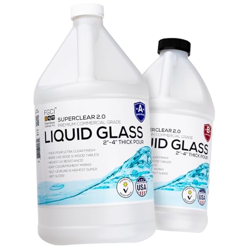 Deep Pour Epoxy Resin Liquid Glass 1.5 Gallon Kit, 2-4 inch Super Clear Amazing Flow Casting Resin Kit, High Temp Heat UV Resistant Food Safe Epoxy, Bubble Free Low Viscosity Cast Coat Stone Wood