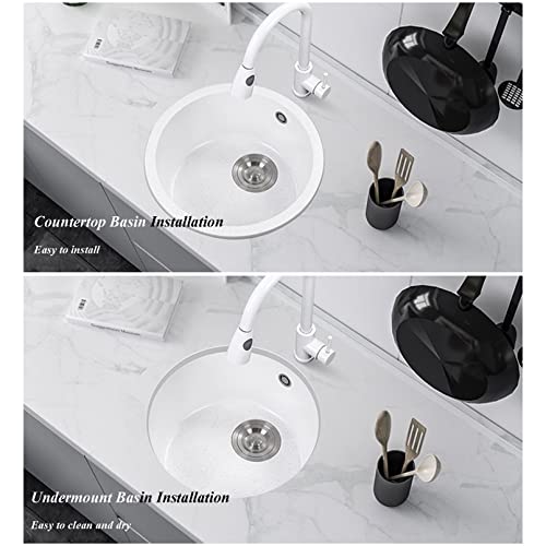 Évier sous plan rond blanc en acier inoxydable 304 pour cuisine et bar - 5