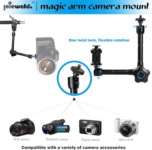Image of Niewalda Magic arm Camera Mount ,articulating arm- 11 Inch Metal Adjustable Friction Articulated arm with Super Clamp /Phone Clip, for Various Action Camera /DSLR /LCD Monitor /LED Lights /Cell Phone