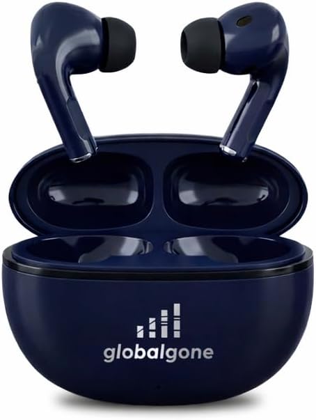 - True Wireless Earbuds with Charging Case, Navy Blue, Bluetooth 5.0, Touch Control, in-Ear Design (Blue)