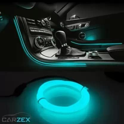 Shopping24Mart CARZEX EL Wire Car Interior Light Ambient Neon Light for Cars with Controler (Ice Blue, 5 Meter) Car Fancy Lights (Blue)