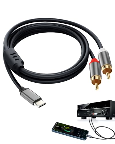 JagFond Câble 2 RCA USB C, Adaptateur USB C vers 2RCA Mâle Audio Stéréo, Cable Auxiliaire Type C Numérique pour iPhone 17/16 iPad Air 7 Ordinateur...