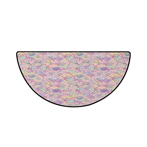 の寝室の子供部屋のための現代ふわふわエリア敷物 (80*120cm) ジョイントマット パズルマット 半円形パリ、都市の歴史的建造物のコーヒーアーキテクチャのカップとソフトカラーパレット装飾、多色