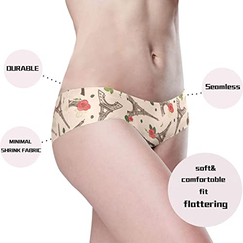 Jhkku Women's Seamless Underwear Eiffel Tower No Show Panties Soft Stretch Briefs M #TOP3