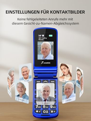 SweetLink F2PLUS Klapphandy ohne vertrag,Seniorenhandy ohne vertrag mit großen Tasten, 2,4'...
