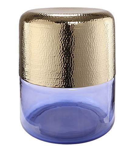 TOV Furniture Kolla Translucent Hand Hammered Modern Side Table, 14", Gold/Purple