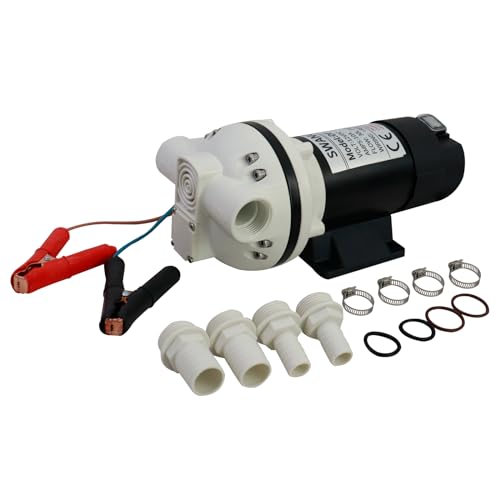 SWANGET DC12V DEF Transfer Pump for Diesel Exhaust Fluid (DEF) Drum Compatible Power Cord Diaphragm Irrigation Self priming Electric water pump 10.6 GPM 23PSI, 14.3lb, Lift 11m, Power 350W