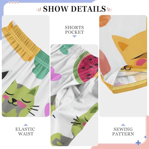 Cat Watermelon Boys Long Pants Soft Trousers Elastic Waist Kids Lounge Bottoms with Pockets S-XL4