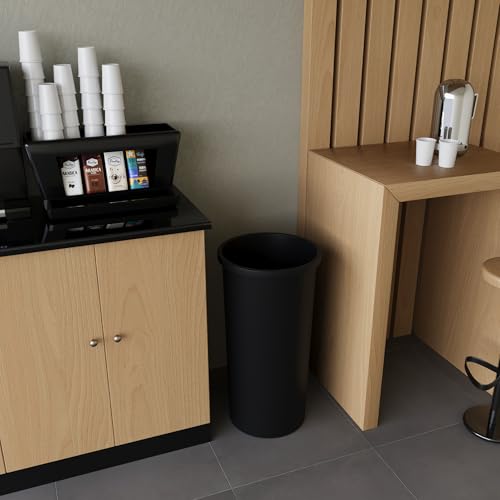 Image of 22 Gallon Black Round Waste Basket | 88 Qt Trash Can