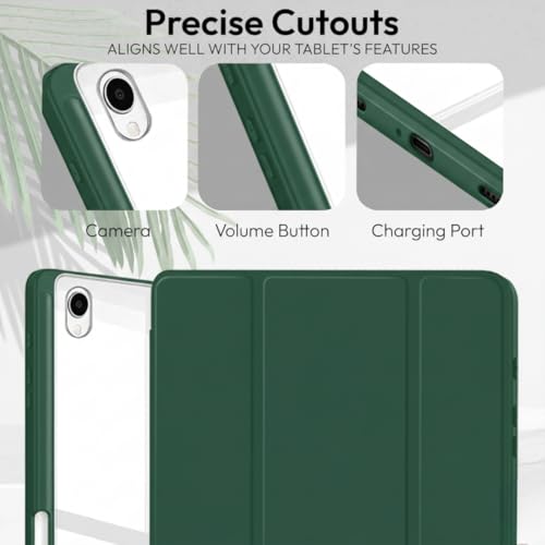 Image of ProElite Cover for Samsung Galaxy Tab S11 11 inch, Smart Flip Case Cover for Samsung Galaxy Tab S11 11 inch with Pen Holder, Dark Green [Transparent Back]