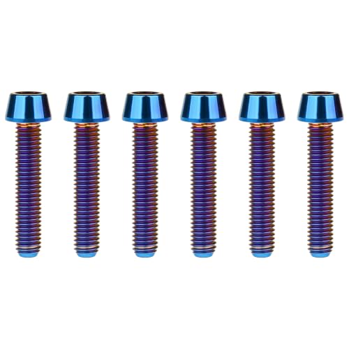 Image of Titanium Ti DIN912 M4 8 10 12 15 20mm Tapered Head Hex Bolts Bicycle Screws Pack of 6 (Burnt Blue, M4x20mm)