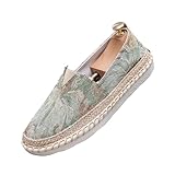 Morbuy Alpargatas Mujer Planas 39-44, Flores Hojas Zapatillas Esparto Mujer Cerradas Alpargatas Boda Sencillas y Cómodas Zapatillas Esparto Hombre Espardeñas Sin Cordones (Verde,42)