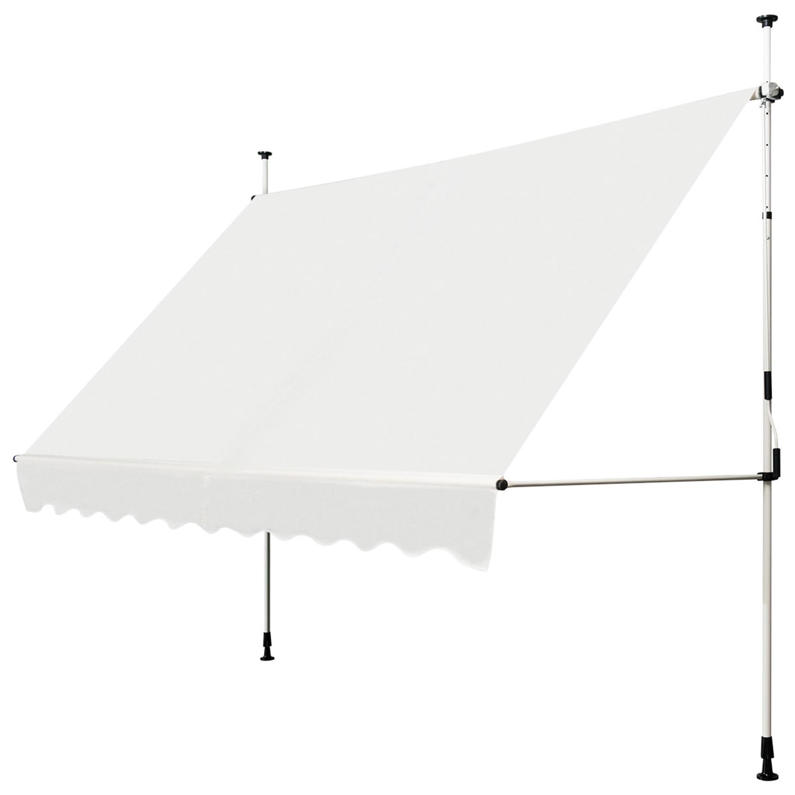 FANTASK Store de Balcon réglable en Hauteur - 300 cm de Large - avec manivelle - sans perçage - Résistant aux UV - Imperméable - Beige
