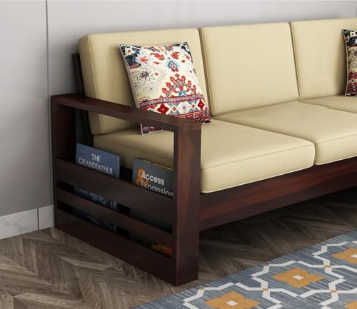 Image of Sheesham Solid Wood L-Shape Sofa for Living Room (L-Shape) (Mahogany 1)