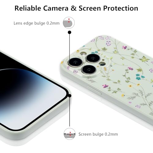 Image of RALEAVO Floral Case for iPhone 16 Pro Max, Flower Branch Pattern Design Cute Cover Case for Girls Women Slim Thin Soft Silicone Shockproof Anti-Slip Phone Case for iPhone 16 Pro Max (6.9 inch),Green | for iPhone 16 Pro Max Case with Cute Flower Branch Pattern Design,Pretty Case for Girls Women,Soft Silicone Shockproof Cover