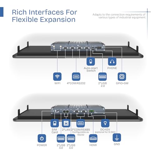 Image of 27 inch Fanless Industrial Panel PC,16:9 Embedded 10 Point Touch PC,Windows 11 IP65 All-in-One Computer,Auto Power-on,for Factory,Automation,Kiosk,Business (I5-1235U, 8G RAM 512G SSD)