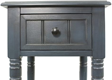 Decor Therapy Simplify One Drawer Square Accent Table, Wood, Antique Navy, 13.23 in x 17.05 in