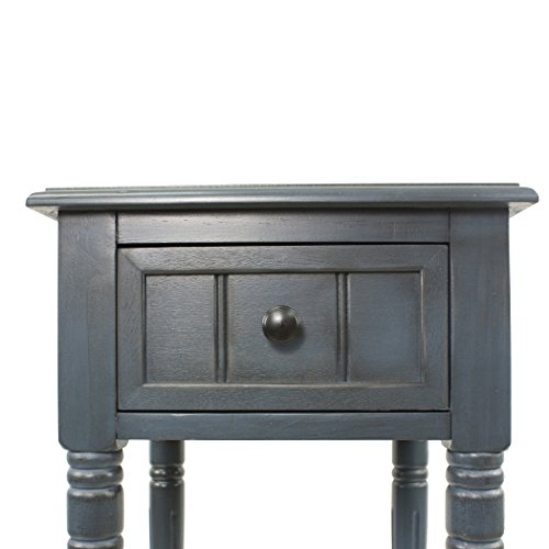 Décor Therapy Simplify One Drawer Square Accent Table, Antique Navy