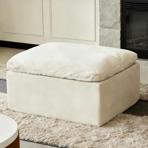 Image of Modular Sectional Sofa Foot Rest for Couch, Modern Cloud Couches Ottoman | Upholstered Boneless Couch Foot Stool for Living Room, Movable, No Assembly Required, Ottoman, Beige