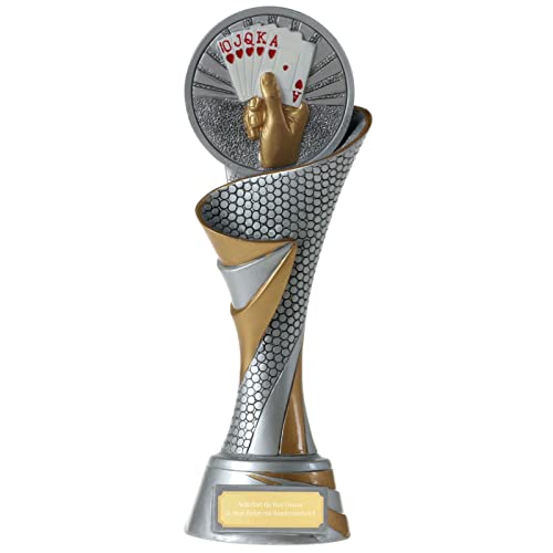 FG Pokal L Trophäe Skat Poker Karten mit Emblem 70 mm schwer mit Gravur