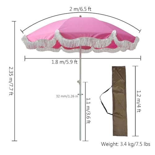 Sombrilla de jardín Boho de 200 cm con Flecos y protección UV50+ 4