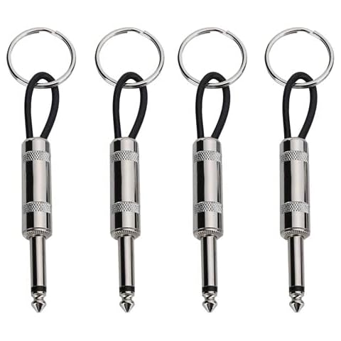 4 Pack Guitar Plug Keychain Guitar Key Holder 6.35mm Audio Plug Type Keychain for Marshall Key Holder Wall Mounted Cover