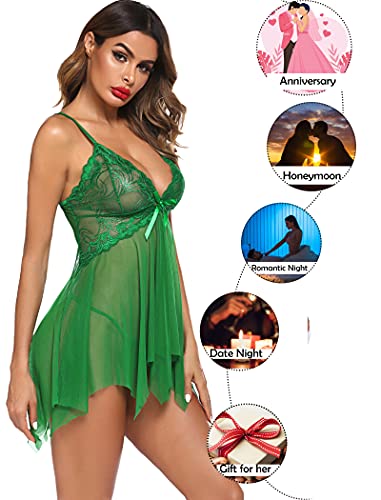 Avidlove Green Christmas Lingerie For Women Santa Clause Lingerie Negligee Babydoll #TOP2