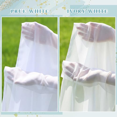 Mepase Ivory White-ankle Bridal Neck Scarf 90\'\'/118\'\'/157\'\' Wedding Chiffon White Shawl Tulle Bride Neck Shawl for Wedding Evening Ceremony (118 Inches)