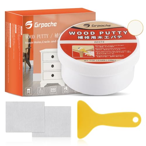 Mastic à Bois 200g, Blanc Mastic À Bois Décoratif Rebouche Bois pour Gros Trous et Fissures Bois Clair, Séchage Rapide réparation bois pour garniture