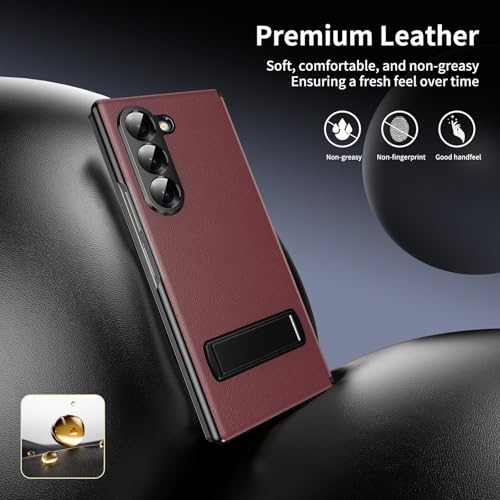 Image of for Samsung Galaxy Z Fold 8 Ultra Magnetic Flip Folding Case, Multi-Angle Bracket, High Classy Luxurious Business Leather, Full Body Hinge Protective Slim Cover.(Wine)