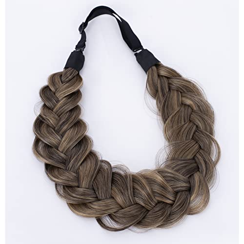 CAISHA Braided Hairpiece Hairband Headband Hair Accessories Light Brown Blonde Mix HZ205, light brown blonde mix #4/27 HZ205 - Image 2