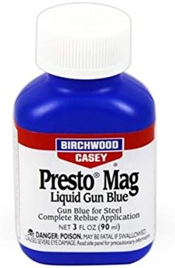 Birchwood Casey Presto Mag Liquid Gun Blue for Steel Complete Reblue Application, Gun Maintenance and Preservation, 3 Ounce (90ml)