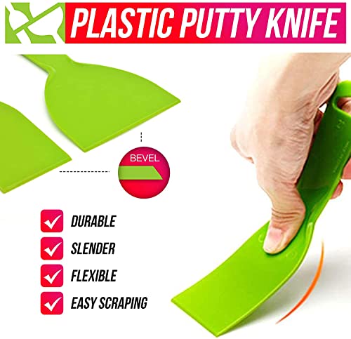 Sinyiol 5Pcs Putty Scraper 2" Plastic Flexible Putty Knives,Disposable Spreader Flexible Plastic Paint Scraper Tool For Spackling, Taping Drywall Wall Painting (2") #TOP4