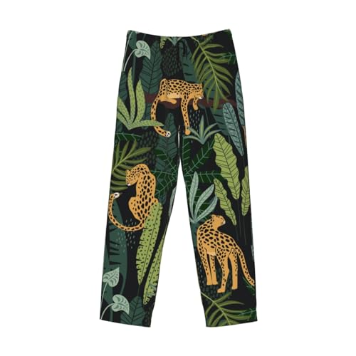 Tigers Leopard In Jungle Men'S Pajama Pants Soft Comfort Lounge Pants Sleep Pj Bottoms4