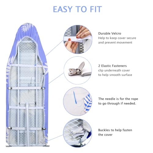 SheeChung 14x42 Inch Over-The-Door Ironing Board Replacement Pad/Cover,100% Cotton Iron Board Cover and Heavy-Duty Extra Thick Pad,Resists Scorching and Staining,Snug fit Ironing Board Cover by SheeChung - Image 4