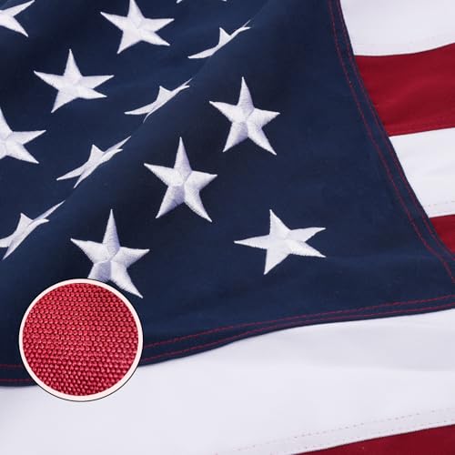 SYII Cotton American Flag 2.5x4 FT, Made in USA, TearProof American Flags for Outside, Embroidered American Flag Outdoor Heavy Duty, The Best Indoor Cotton USA Flags, with Brass Grommets