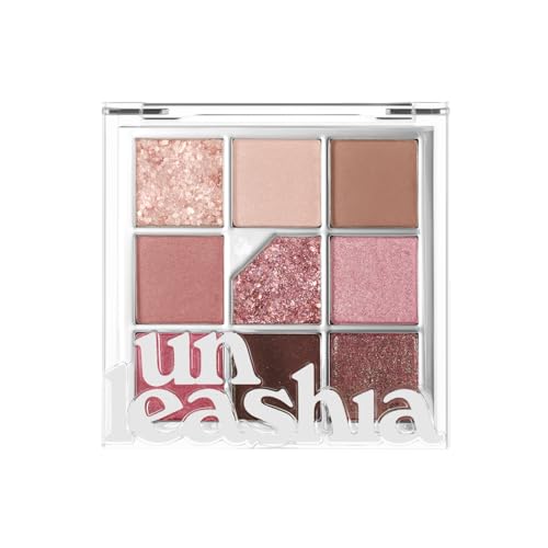 UNLEASHIA Glitterpedia Eyeshadow Palette, Matte, Shimmer &amp; Glitter Shades, High Pigment Blendable Eye Makeup, Long-Lasting Korean Makeup, Vegan (NO.5 All of Dusty Rose)