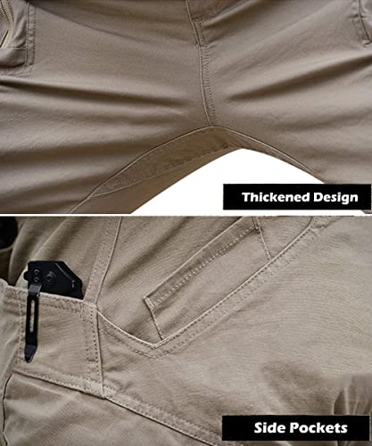 Susclude Men's Military Work Tactical Pants Outdoor Rip-Stop Lightweight Cotton Casual Cargo Pants Men With Pockets Khaki 34Wx34L #TOP5
