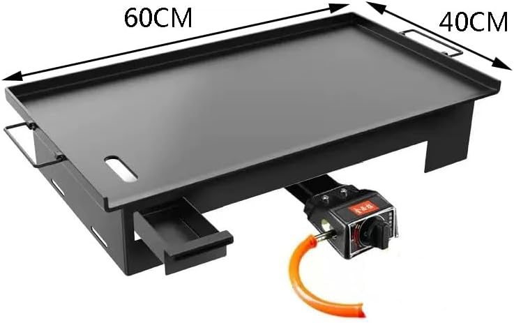 SanGin Teppanyaki Equipment, Commercial Teppanyaki Grill Pan, Even Heating, Overall Folding, Thickness 8MM, Oil Outlet, Gas Stove,60CM