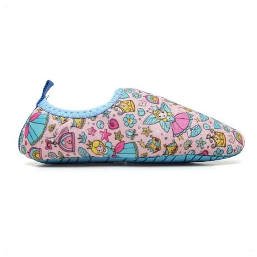 Sapatilha Infantis Aquática Antiderrapantes, Macias, Calce Fácil para Praia, Piscina, Natação, Surf, Barco, Pesca, Camping, Caminhada, Neoprene (Cinderela Rosa, BR, Criança de 4 a 8 anos, Faixa Numérico, 29, 30)