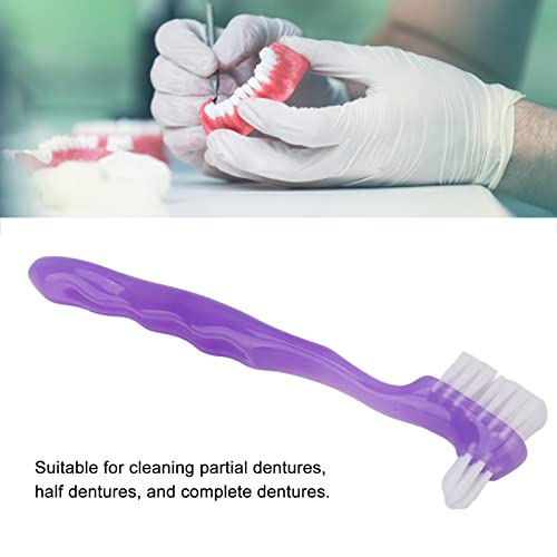 Yuyte False Teeth Cleaning Brush, Elderly Portable Denture Toothbrush, Plaque Dirt Removal Denture Brush Gift For Home Travel (Purple) #TOP3