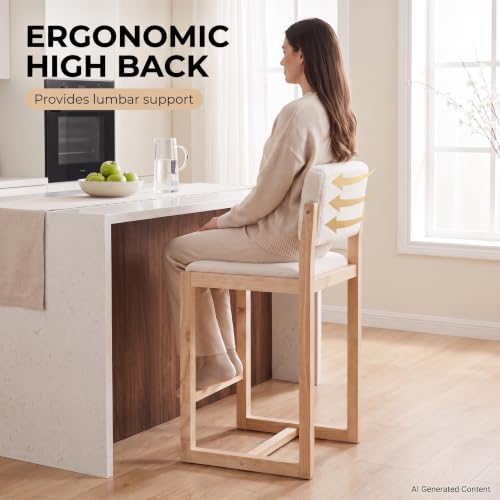 Image of Ya-Home 26 inch Counter Bar Stools Set of 2, White Sherpa Counter Height Stools