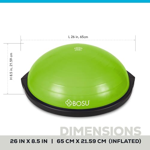 Image of Bosu Balance Ball Exercise Trainer, Home Gym Equipment w /Guided Workouts & Pump, 26 inch Inflatable Fitness Platform for Strength Training, Standing, Balancing, and Core Workout