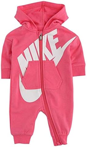 Nike Baby Boys French Terry Hooded Coverall (0-3 Months, Rush Pink)