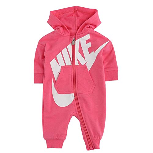 Nike Baby Boys French Terry Hooded Coverall (0-3 Months, Rush Pink)