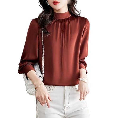 Chemisier vintage femme en satin chic et haut de bureau élégant