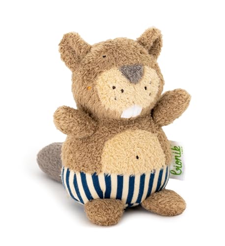 bionik by BioKinder Original Kuscheltier Biber Brunolino | für Babys aus Baumwolle | vegan, ca. 12 cm