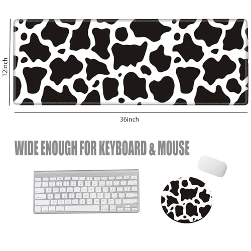 Image of 36x12 Mouse Pad Gaming Desk Mat Large Mousepad Cow Print Desk Pad Long Extended Protector Mat Full Laptop Mat for Wireless Mouse Non Slip Work Computer
