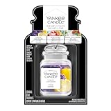 Yankee Candle Car Air Fresheners, Hanging Car Jar Ultimate Variety Pack, Neutralize Odours Up To 30 Days Each, 3 Count (Lemon Lavendar, Iced Berry Lemonade, White Strawberry Bellini)