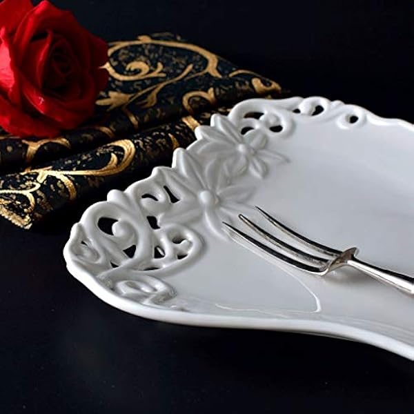 ZAIZAI 2 stukken ambacht keramische fruitplaat creatieve holle gourmet plaat originele kunstplaat platte plaat plaat (Size : 23cm*21cm*2.5cm)